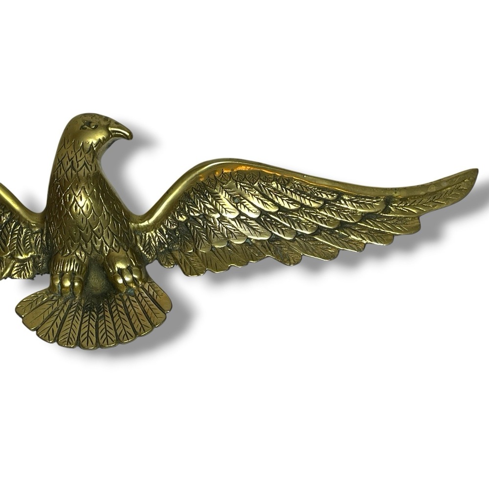 American Bald Eagle with Spread Wings Cast Iron Brass Wall Plaque 18" Patriotic - Picture 7 of 11